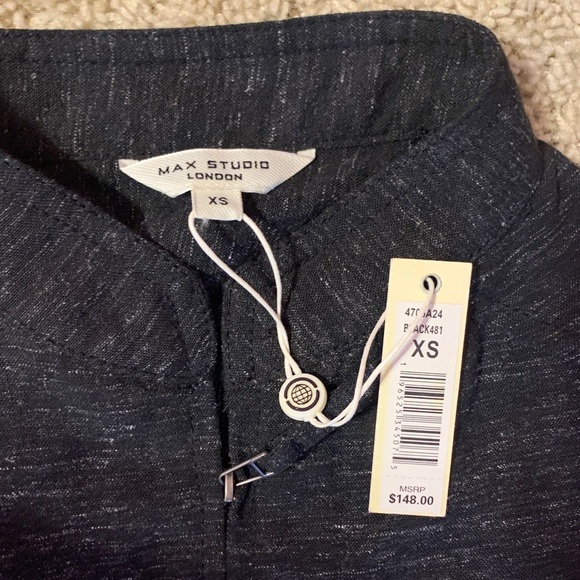 NWT Women’s Max Studio Charcoal Gray Zip-Up Cropped Linen Lightweight Jacket XS - Picture 7 of 10